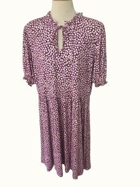 Draper James Nanci Dress Sz XXL NWT Burgundy Square Geo Stretch Jersey Knit